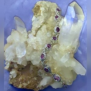 Vintage Genuine Rich Purple Amethyst & Sterling Silver Bracelet